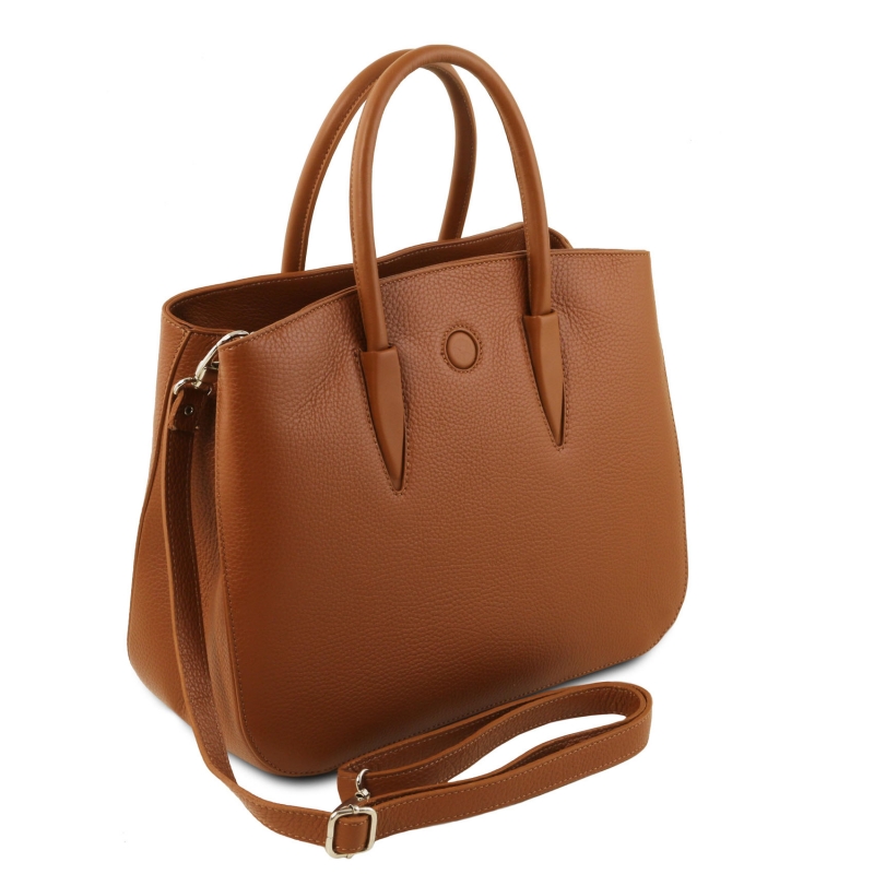Leder-Handtasche Camelia Seitenansicht Leder-Handtasche Camelia Seitenansicht